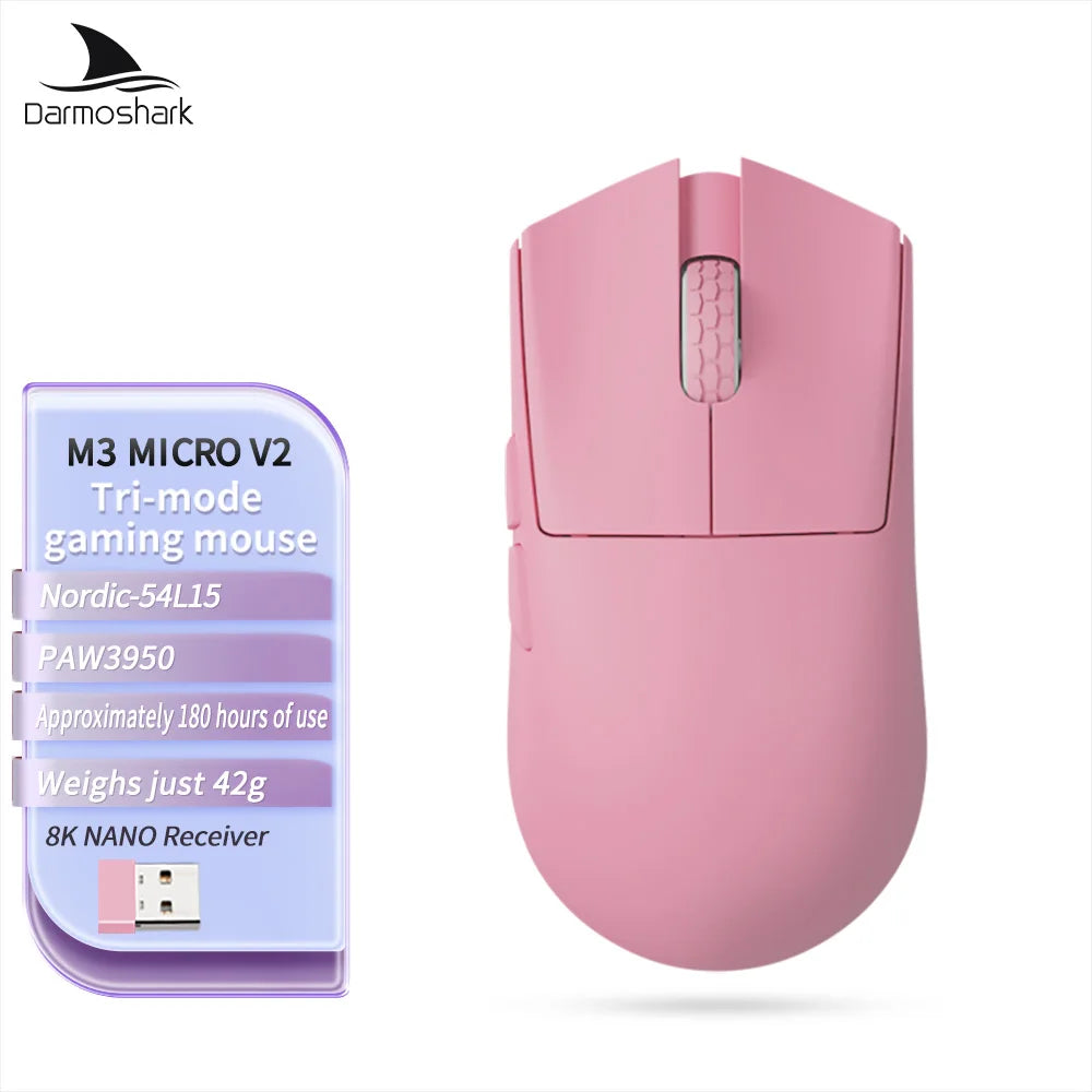 Darmoshark M3 Micro V2 Wireless Gaming Mouse Double 8k Nordic N54L PAW 3950 30000 DPI  Small Hand  Macro Game Mouse Lightweight