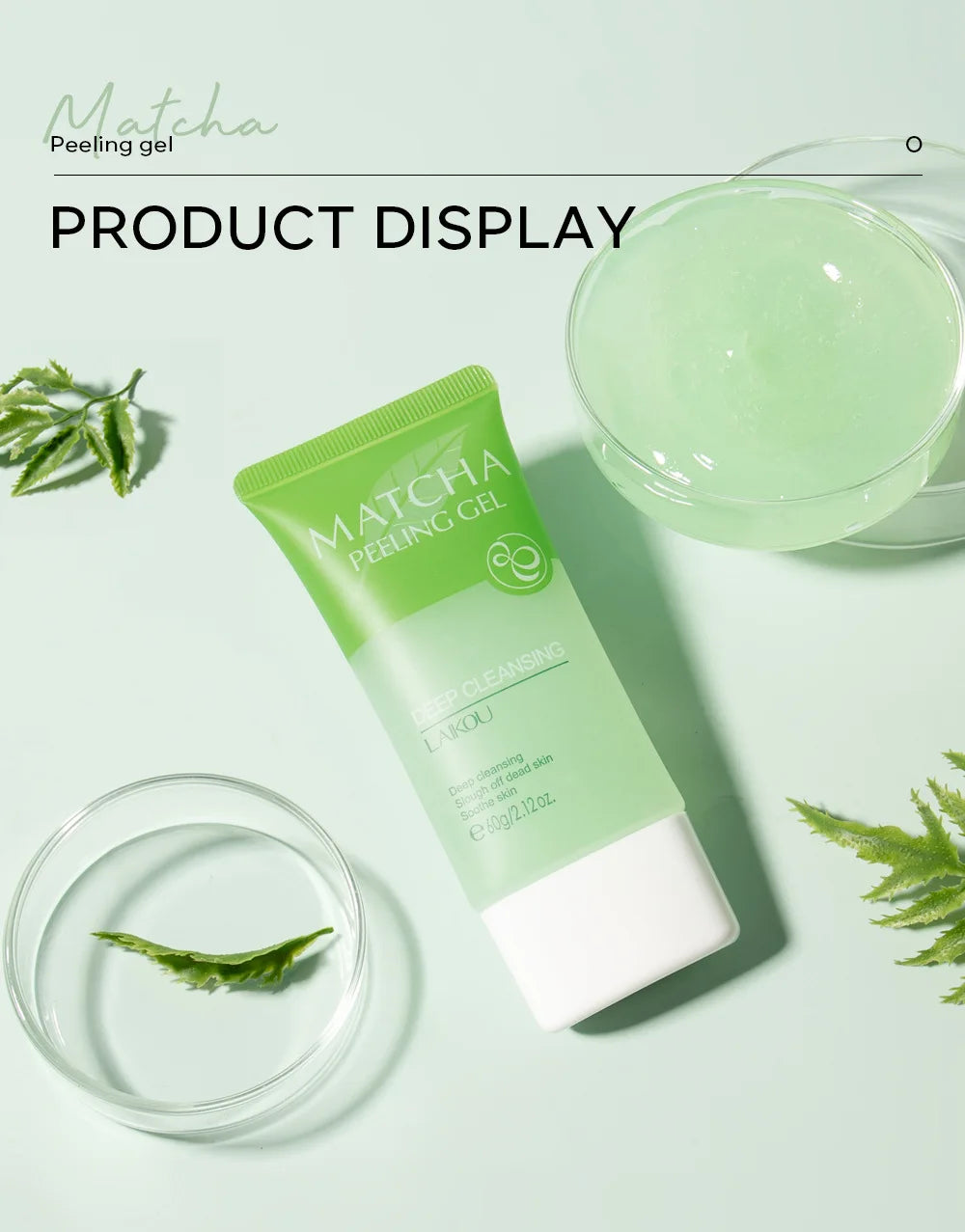 Matcha Exfoliating Face Scrub – Deep Pore Cleansing Gel 60g Scrubs Treatments Tidesmit