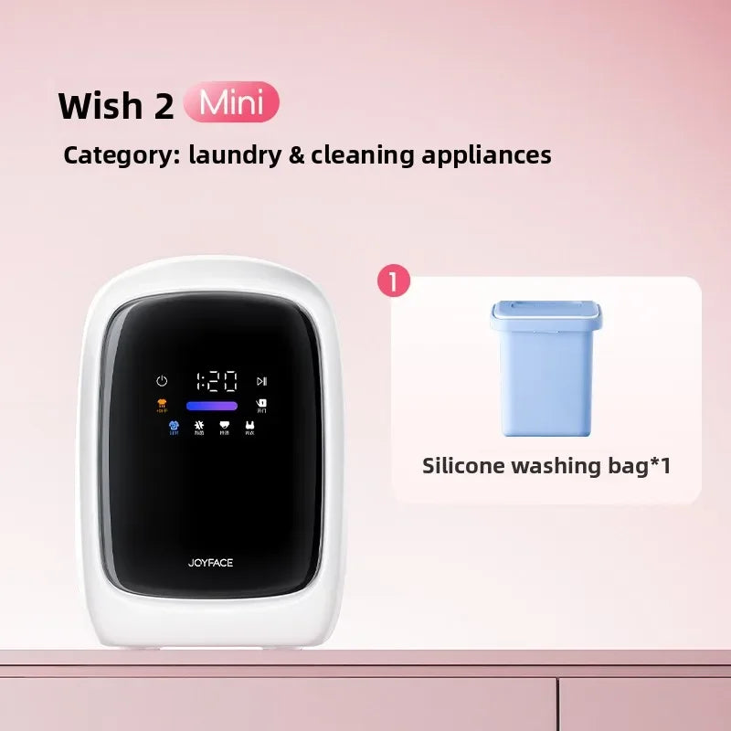 Mini shoe washer and dryer combo with black display screen and silicone washing bag