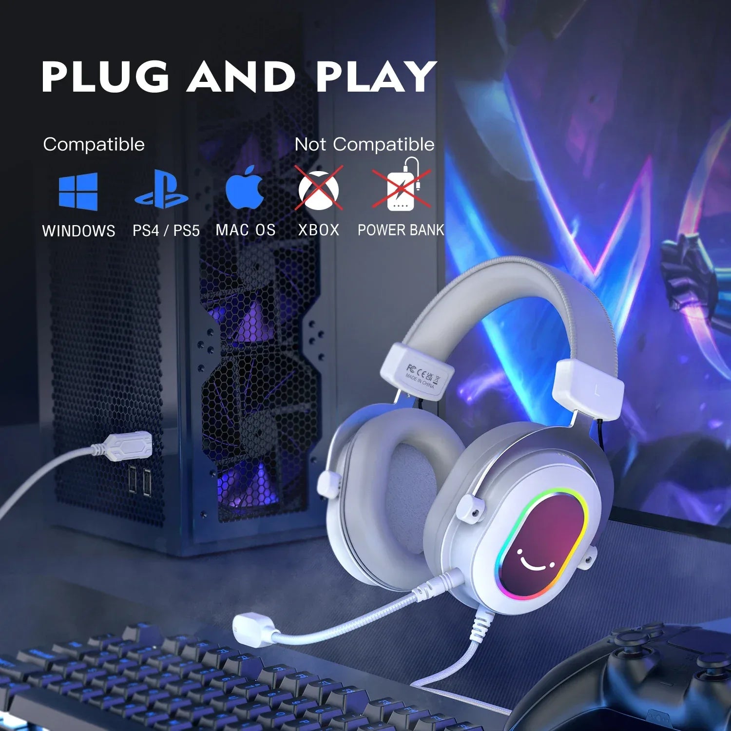 7.1 Surround Sound RGB Gaming Headset with Microphone - Tidesmit Tidesmit