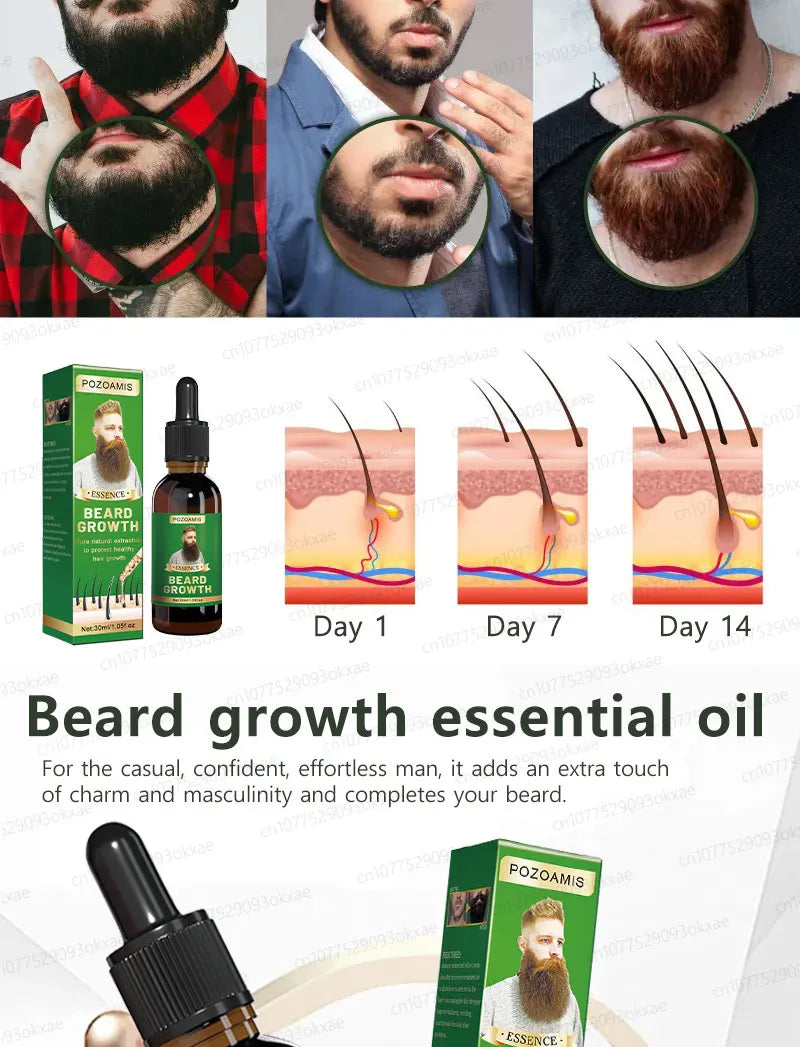 Beard Growth Essence for Thicker Facial Hair - Natural Formula Relaxation Treatment Tidesmit