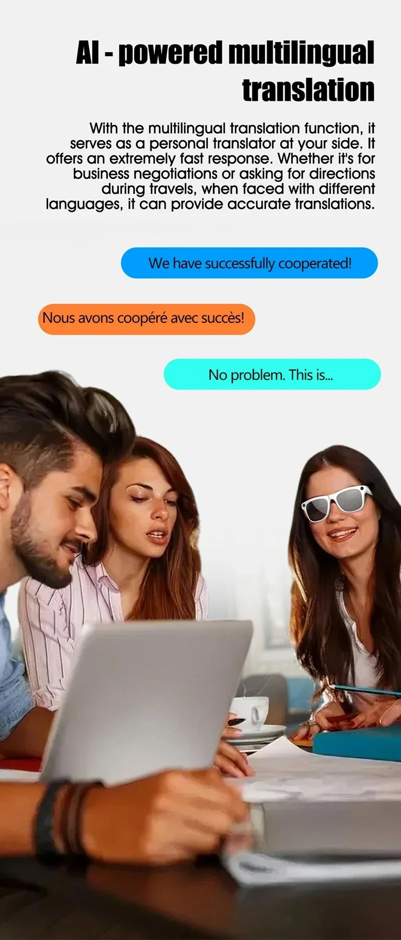 Smart Glasses with AI Camera and Voice Translation - Tidesmit Tidesmit