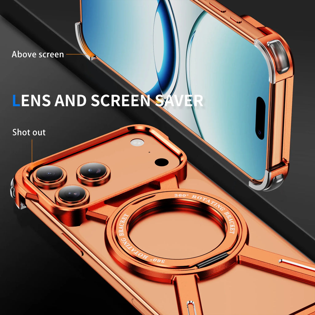 iPhone 17 Pro Max Shockproof Metal Frame Case with Integrated Rotate Stand Tidesmit