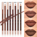 4-piece brown matte lip liner set. Creamy, long-lasting, waterproof, highly pigmented velvet finish lip makeup.