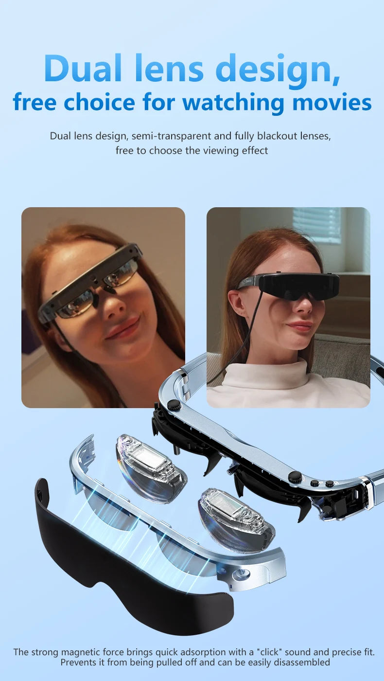 VR Smart Glasses 4K Dual Lens - Portable Private Mobile Theater Tidesmit