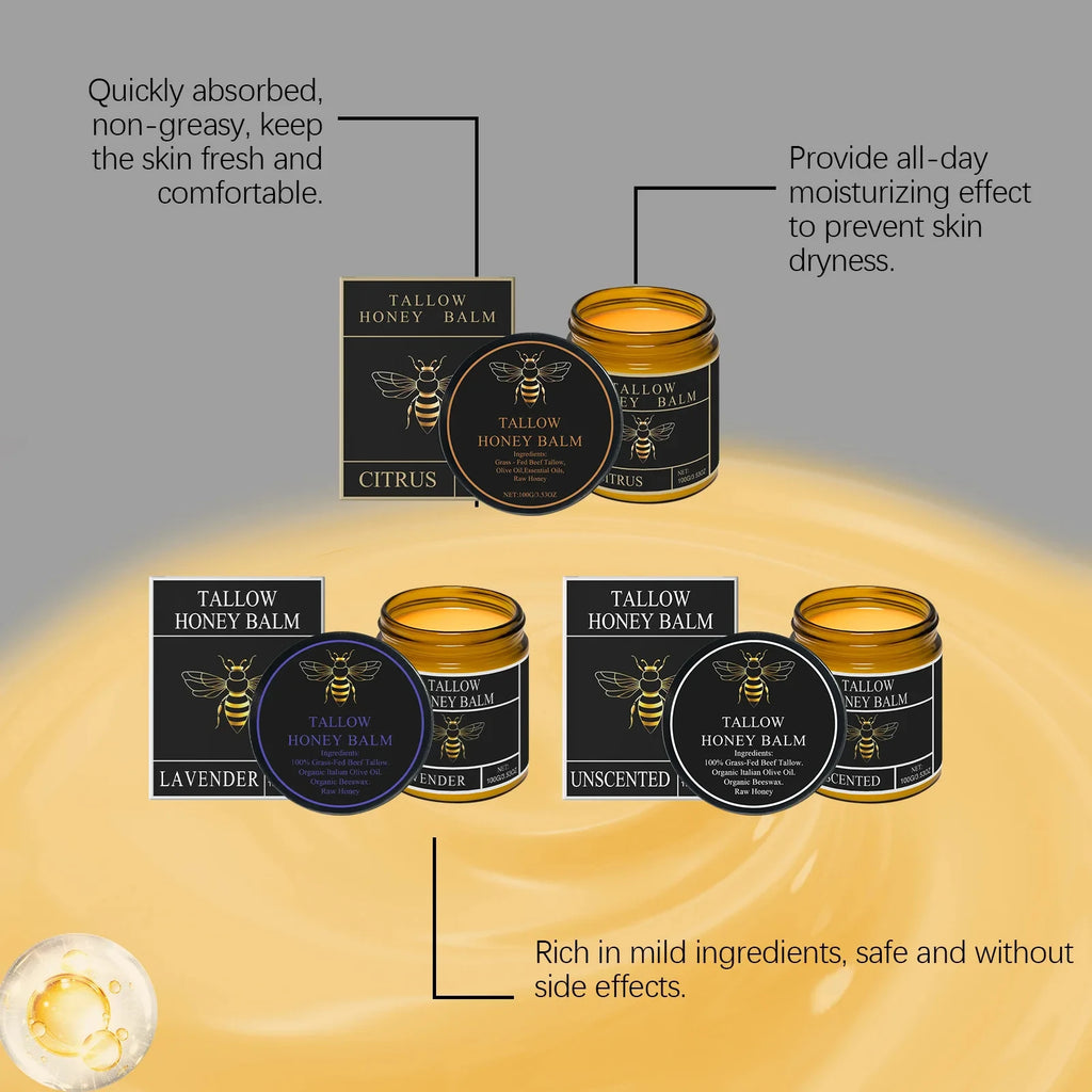 Tallow Honey Balm Firming Nourishing & Hydrating Skin Care Smoothing Soothe Skin Improves Elasticity Tallow Honey Moisturizer
