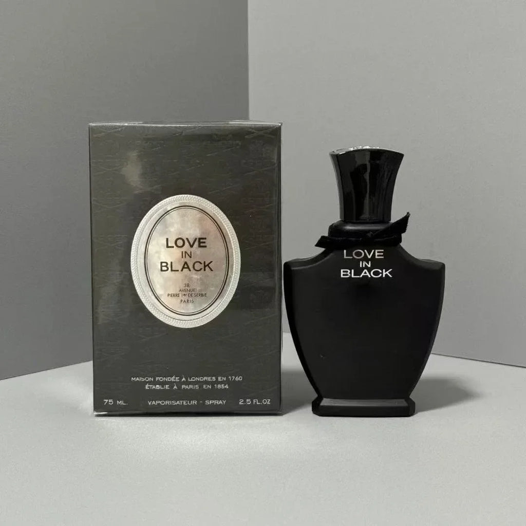 Creed Love in Black EDP: Women's floral fragrance in a sleek, elegant black bell-shaped glass bottle with spray.