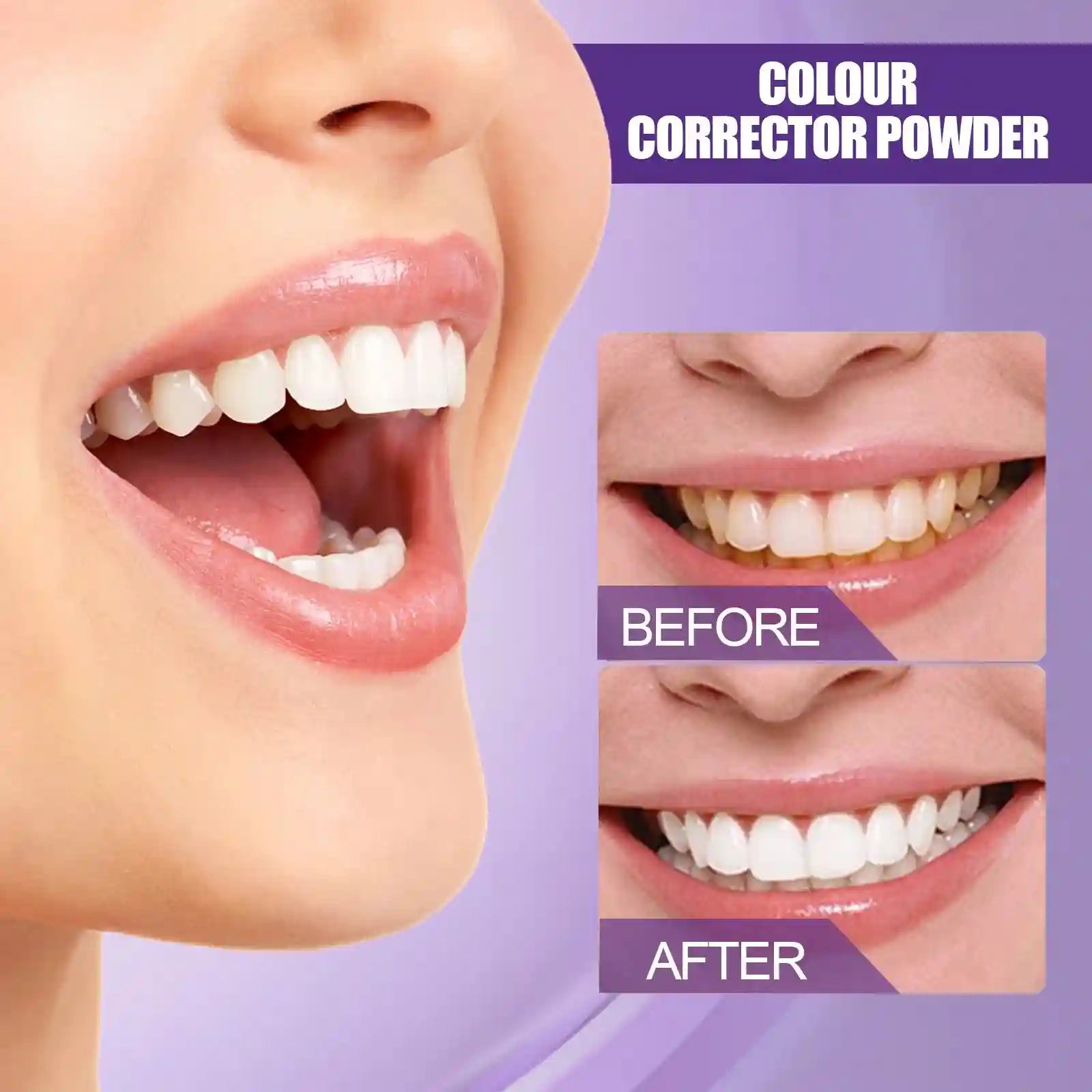 Tidesmit purple teeth whitening powder for plaque stain removal and fresh breath oral hygiene care