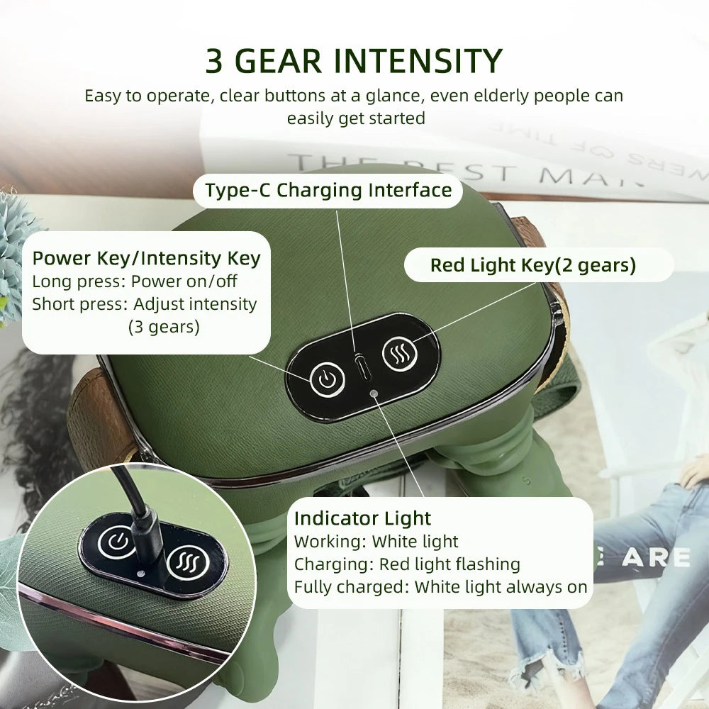 Electric Neck & Shoulder Massager | Deep Tissue Heat Therapy | Green Body Shaping Massage Equipment Tidesmit