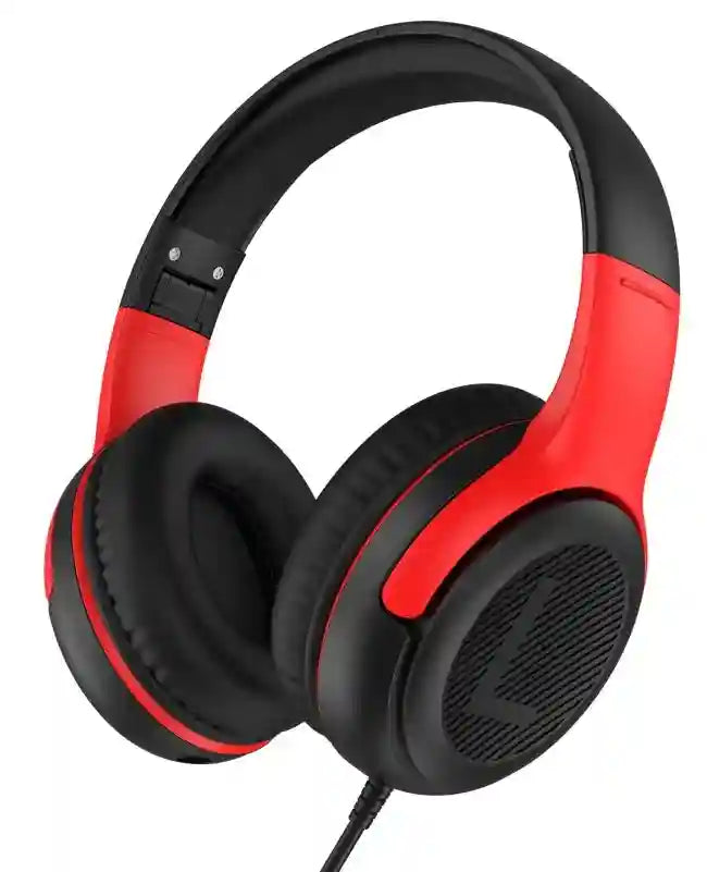 Kids Wired Headphones with Microphone - Foldable Over-Ear Tidesmit BlackRed Tidesmit