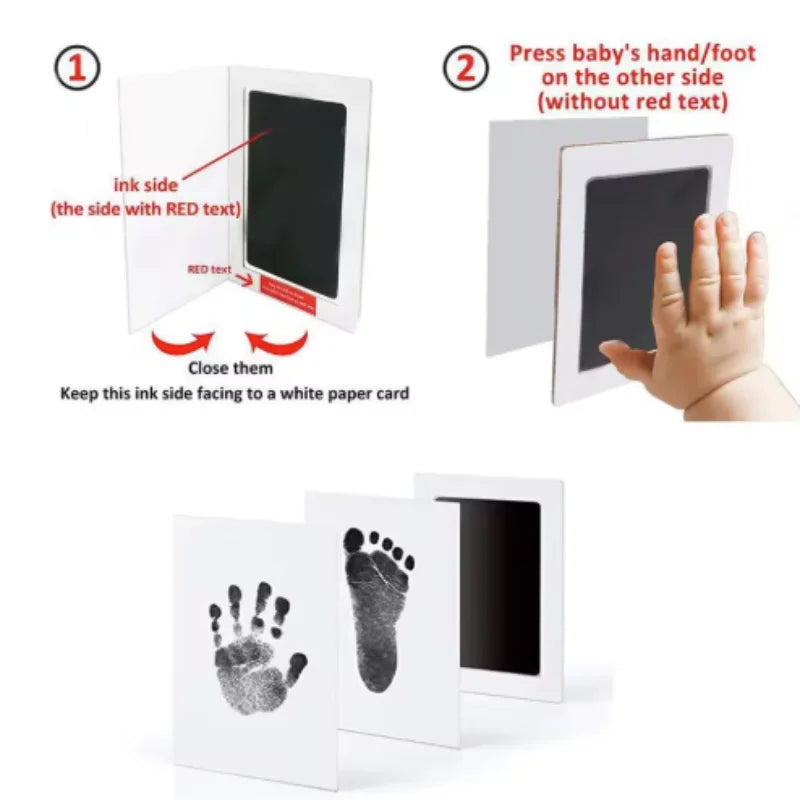 Safe, non-toxic inkless ink pad kit for mess-free newborn baby and pet paw print keepsakes. Easy-to-use souvenir tool.