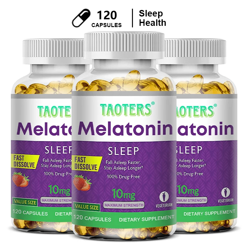 Melatonin capsules 10MG - promotes restful sleep and reduces stress, uninterrupted sleep, antioxidant effect