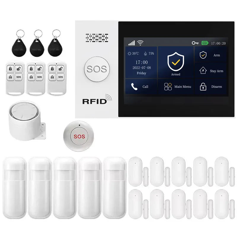 WiFi GSM Home Alarm System – App-Controlled Smart Security Kit GSM 2G WiFi Kit F EU Plug Tidesmit