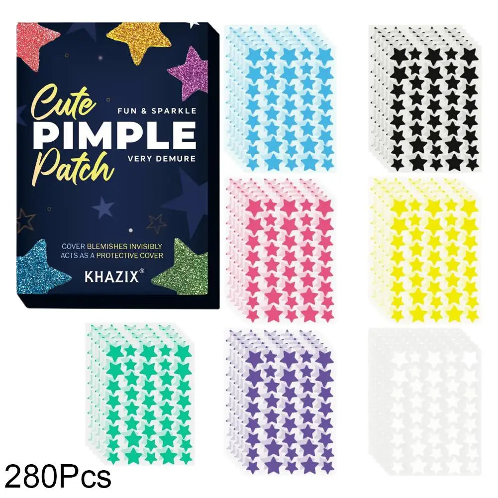 240/280pcs Star-shaped Hydrocolloid Acne Sticker, Various Colors, White, Day Black, Blue, Night Purple, And Yellow, Pink, J0R0