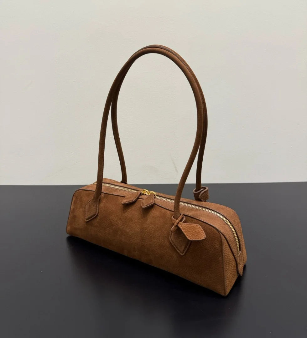 2026 high-quality genuine leather sausage bag, high-end customized high silk gloss leather handbag, women's shoulder bag