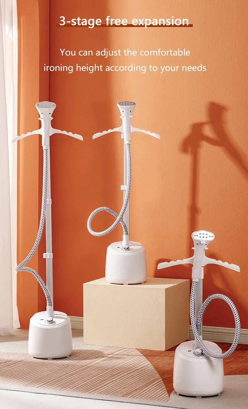 Tidesmit 2L electric garment steamer with adjustable rod and 10 fabric settings for efficient household ironing