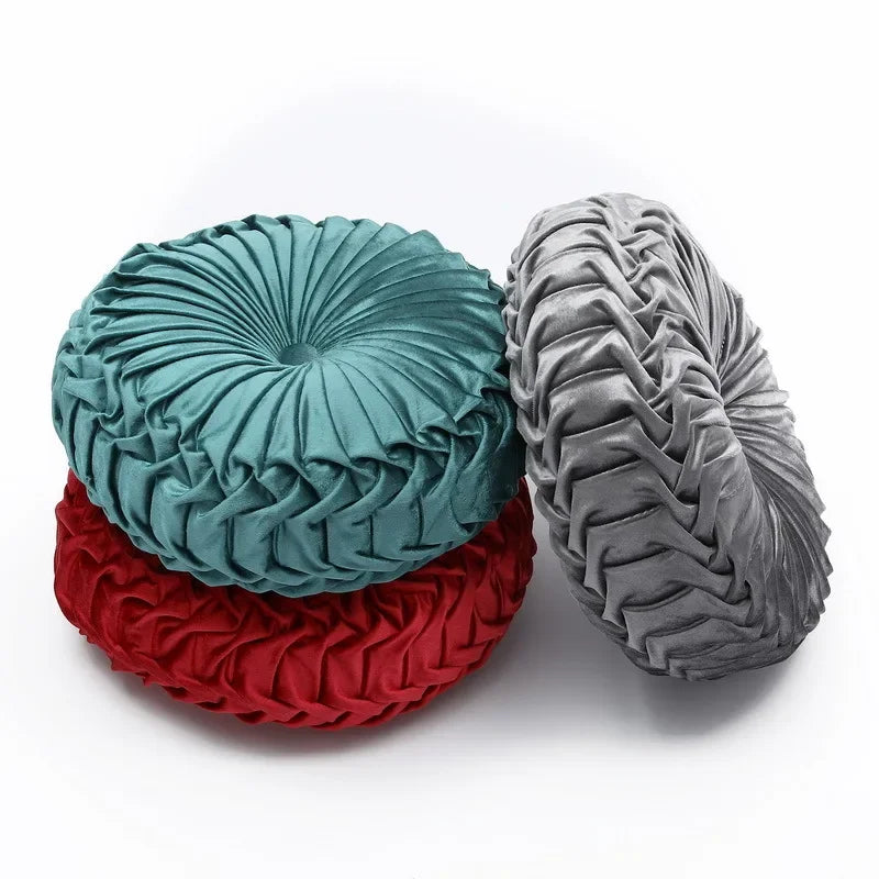 Light Luxury Solid Color Dutch Plush Pumpkin Sofa Pillow Handsewn Wheel Shape Chair Waist Pillow Cushion