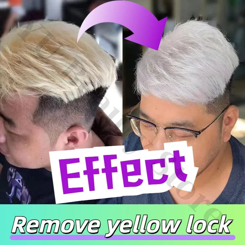 Professional Remove Yellow Shampoo Bleached Hair Anti-Yellow Lock-Color Shampoo Silver White Gray Smooth Shine Fluffy Hair Care