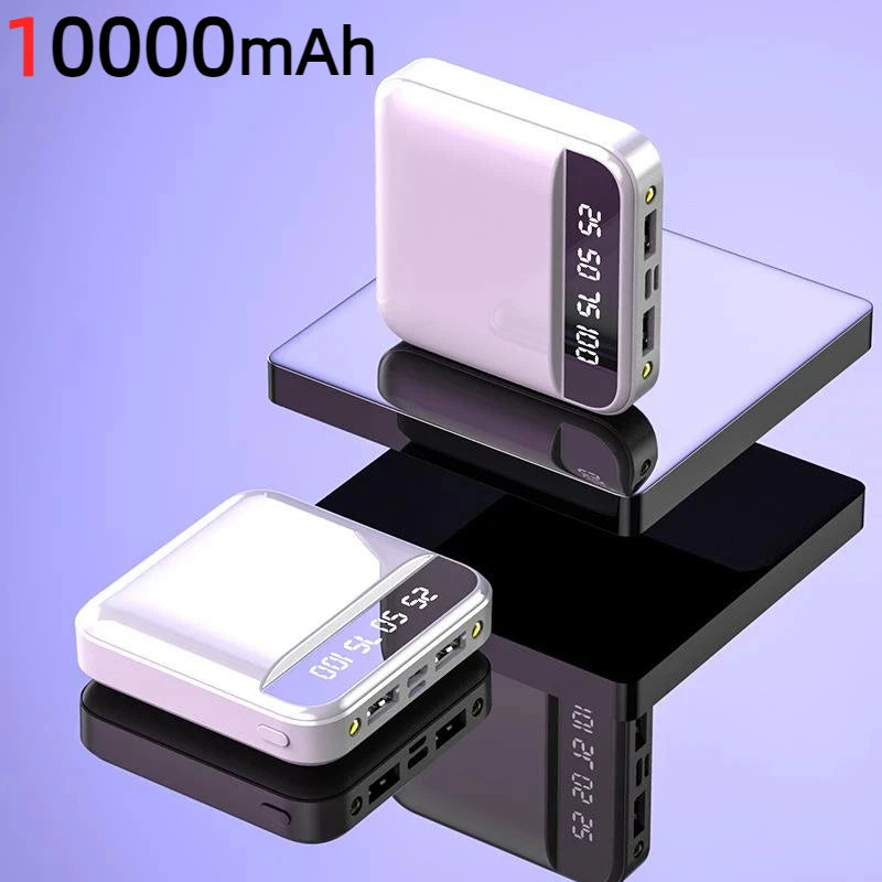 Portable Power Bank with Built-in Cable - High Capacity Fast Charger White 10000mAh Tidesmit