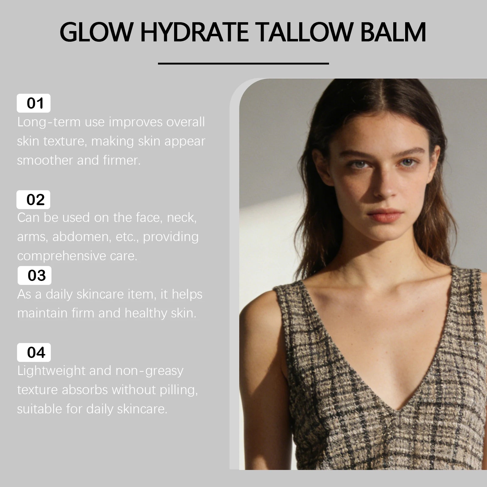 GHK-Cu Copper Peptide Tallow Balm Face Cream Hydrating Neck Moisturizer Body Skin Care Natural Vitamin E Honey Nourishing Lotion