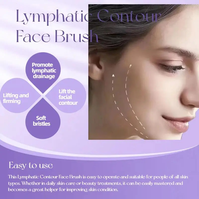 Lymphatic contour face brush for facial massage and skin lifting, shown with arrows indicating upward stroke patterns.