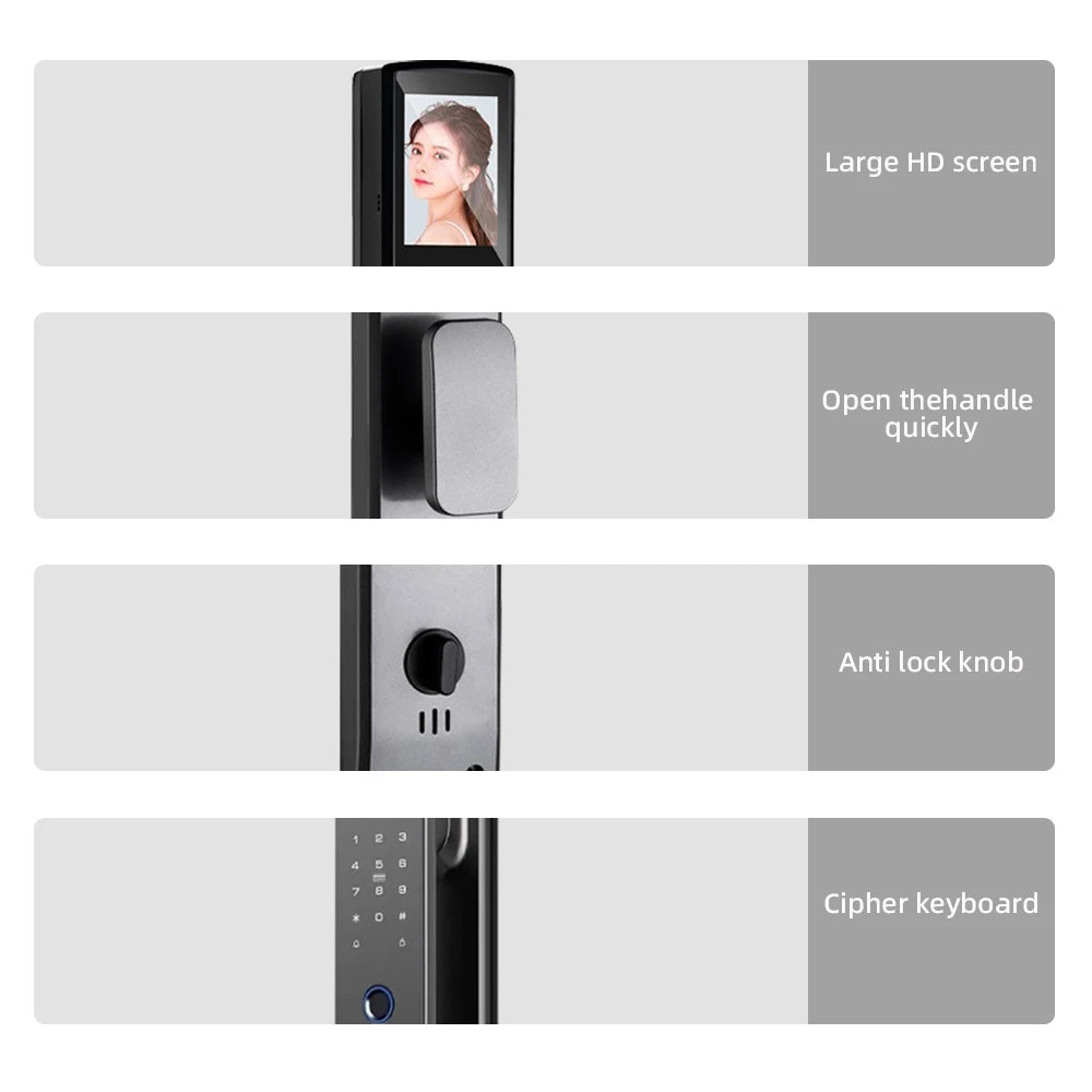 RAYKUBE DF14 Tuya WiFi 3D Face Recognition Digital Fingerprint Lock With Two-way Audio WiFi Camera Video Call APP Remote Unlock