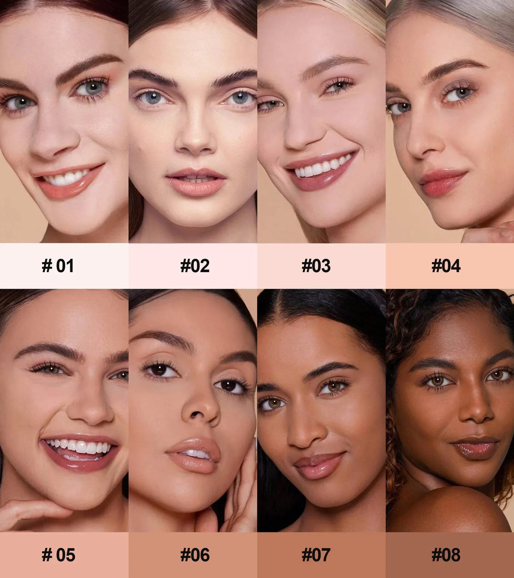 Tidesmit 8 colors matte pressed powder for full coverage oil control and brightening face makeup shade swatch
