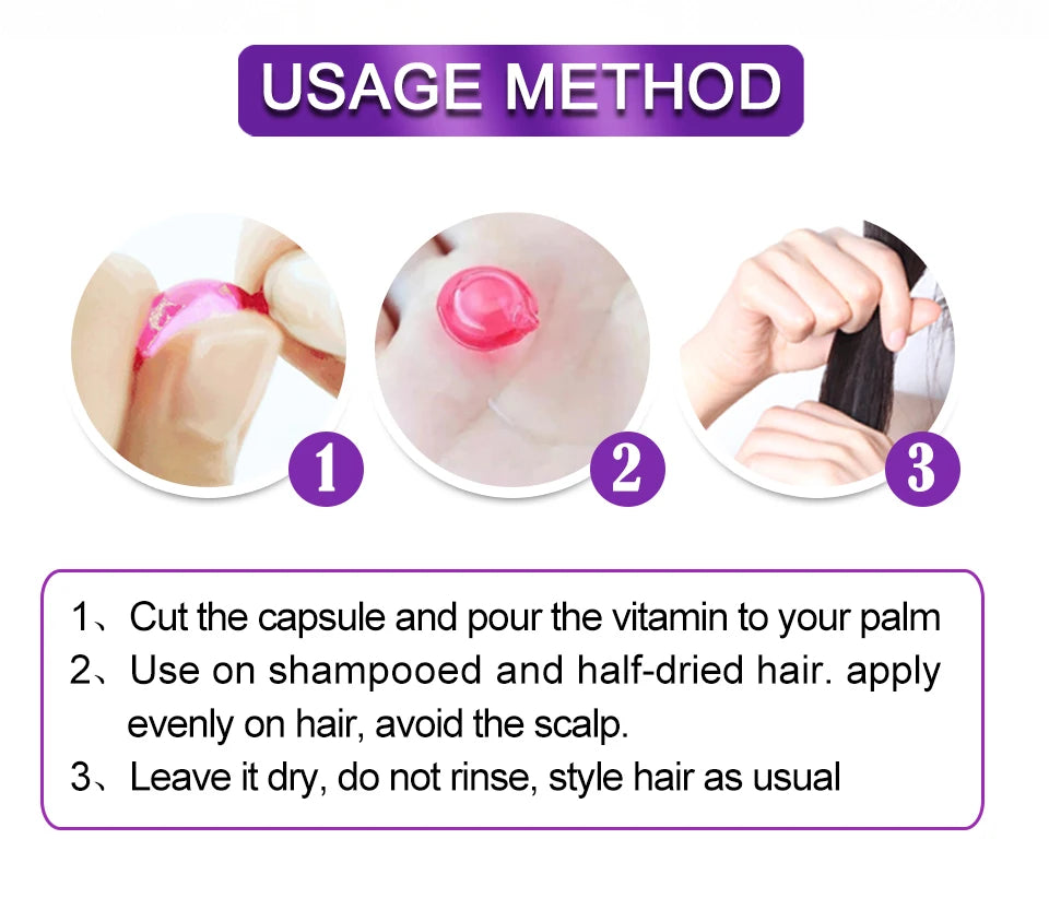 Tidesmit Sevich keratin hair vitamin capsules: Step-by-step usage guide for smooth, silky, Moroccan oil hair repair.