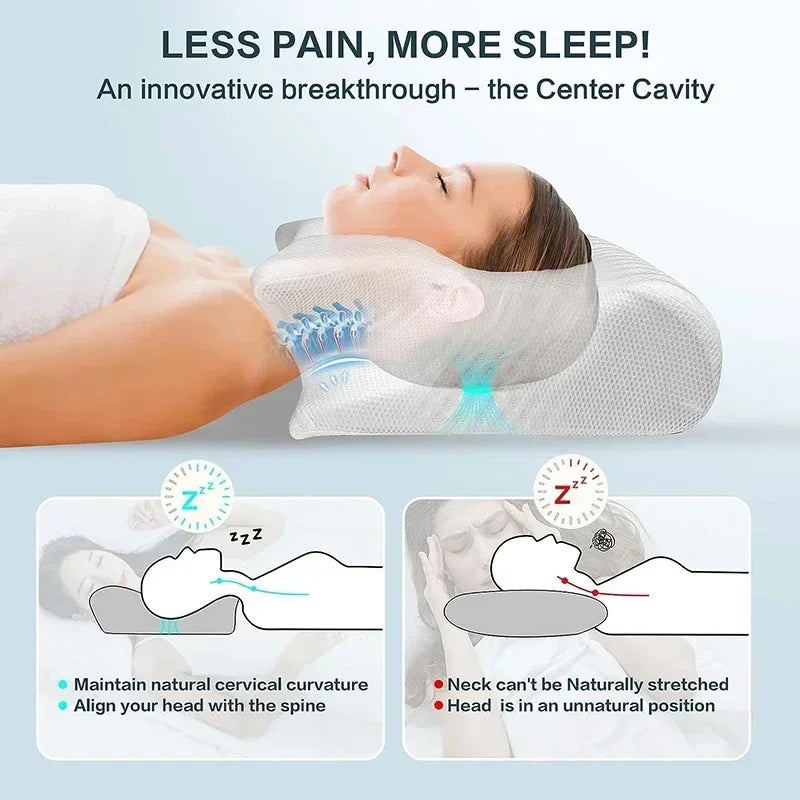 Memory Foam Ergonomic Pillow for Neck Support - High Density Foam Massage Cushion Tidesmit