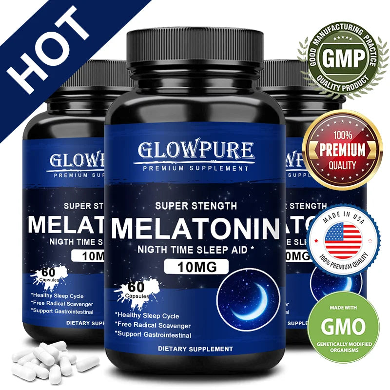 Melatonin 10mg for Deep Sleep, Relieve Insomnia, Healthy Sleep Quality, Stress Relief - Natural Formula