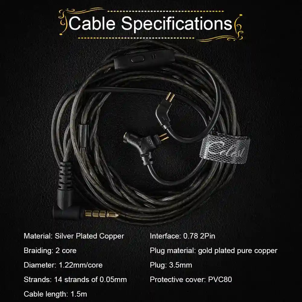 HiFi In-Ear Monitors: 10mm LCP Driver Wired Studio Grade Earphones Tidesmit