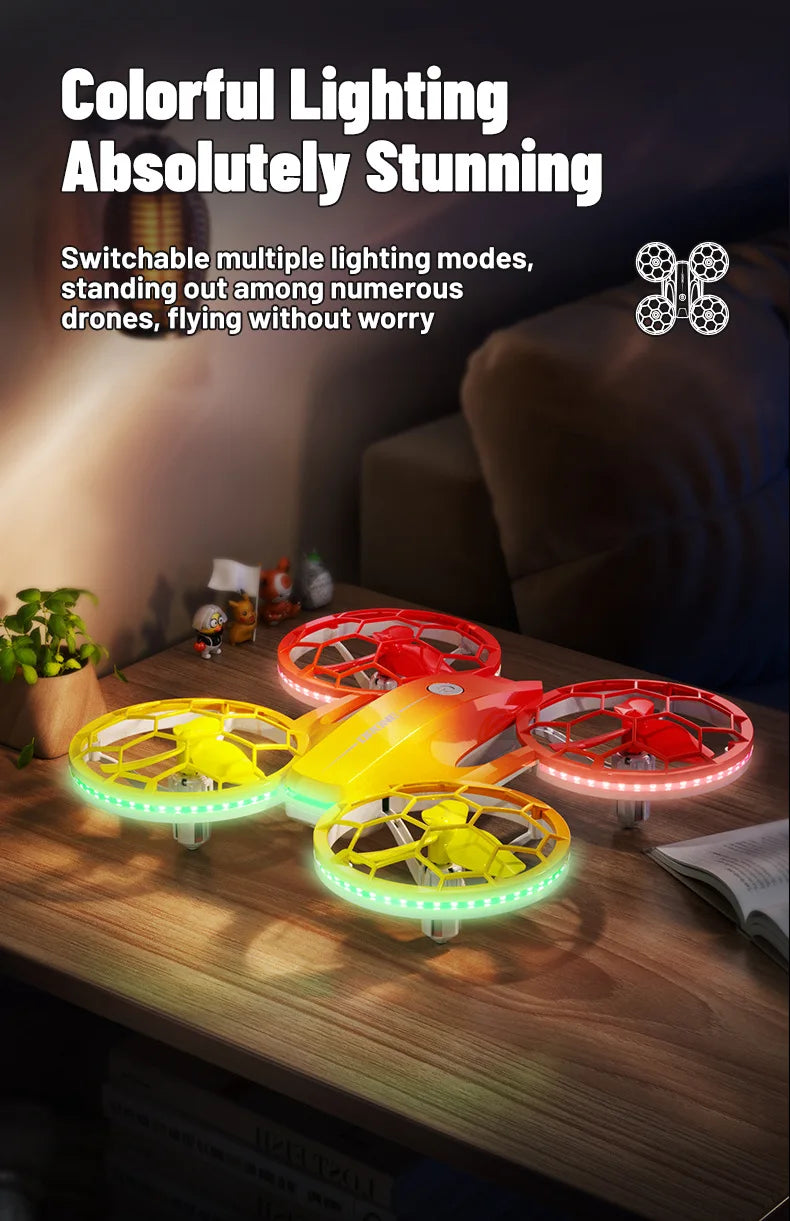 RC Stunt Drone for Kids with LED Lights - Durable Quadcopter Blue/Red/Violet Tidesmit