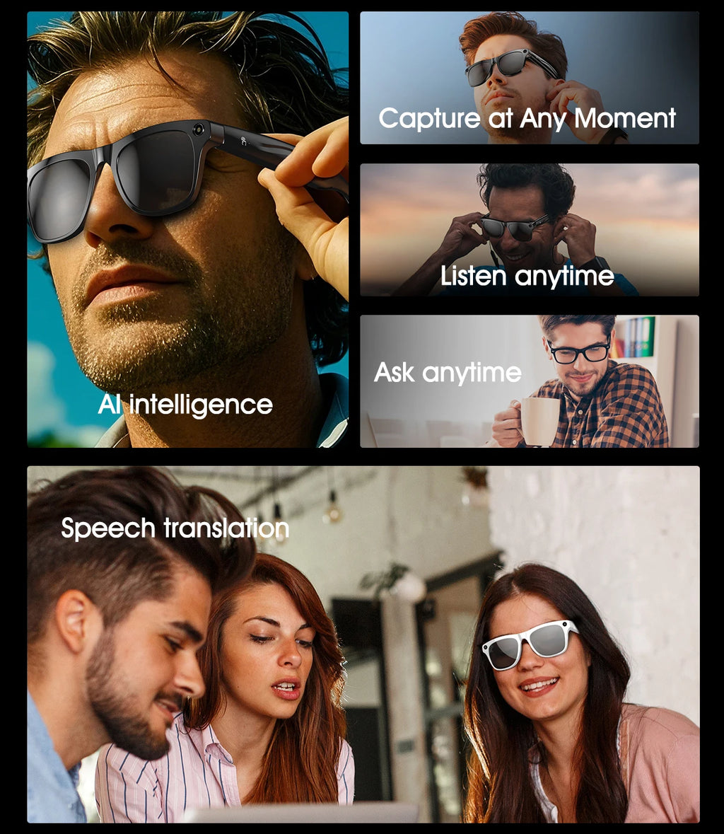 Tidesmit Smart Glasses with Camera, Bluetooth Audio and Voice Control Tidesmit