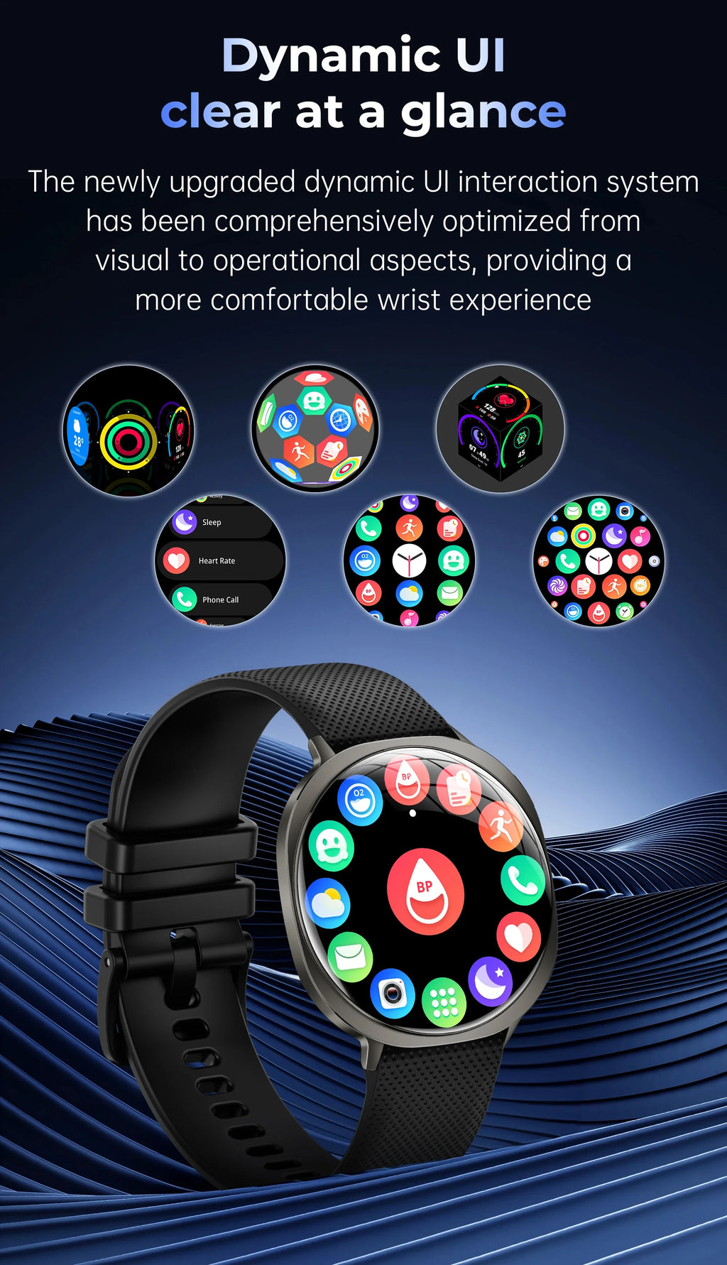 New Smart Watch Tracking Fitness Voice Assistant IP68 Waterproof Flashlight Health Round Curved Screen  Smartwatch Men Women
