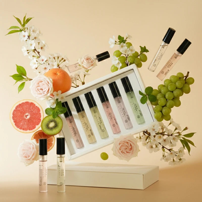 HOPE CHRISTINE Love Series 6pc EDT gift set. Floral, fruity, long-lasting spray vials for women. Valentine's gift.