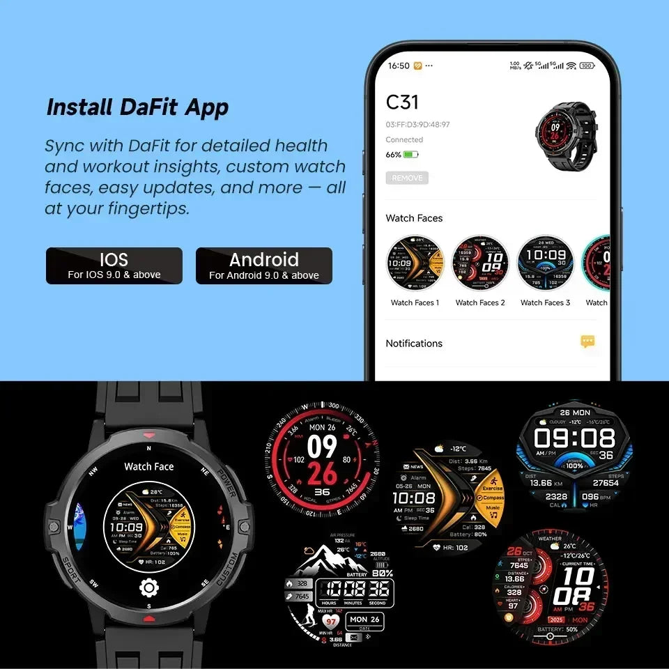 2026 NEW GPS Smartwatch 1.46 Inch 3ATM Waterproof 6-Axis Gyroscope Sports Watch for Men Women Android Fitness Tracker