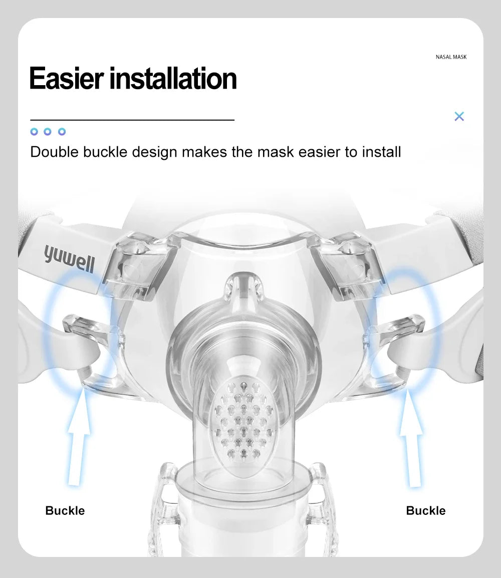 YUWELL Nasal CPAP Mask with Headgear Tube Silicon Gel Cushion for APAP CPAP Machine Sleep Apnea Anti Snoring CPAP Nasal Mask
