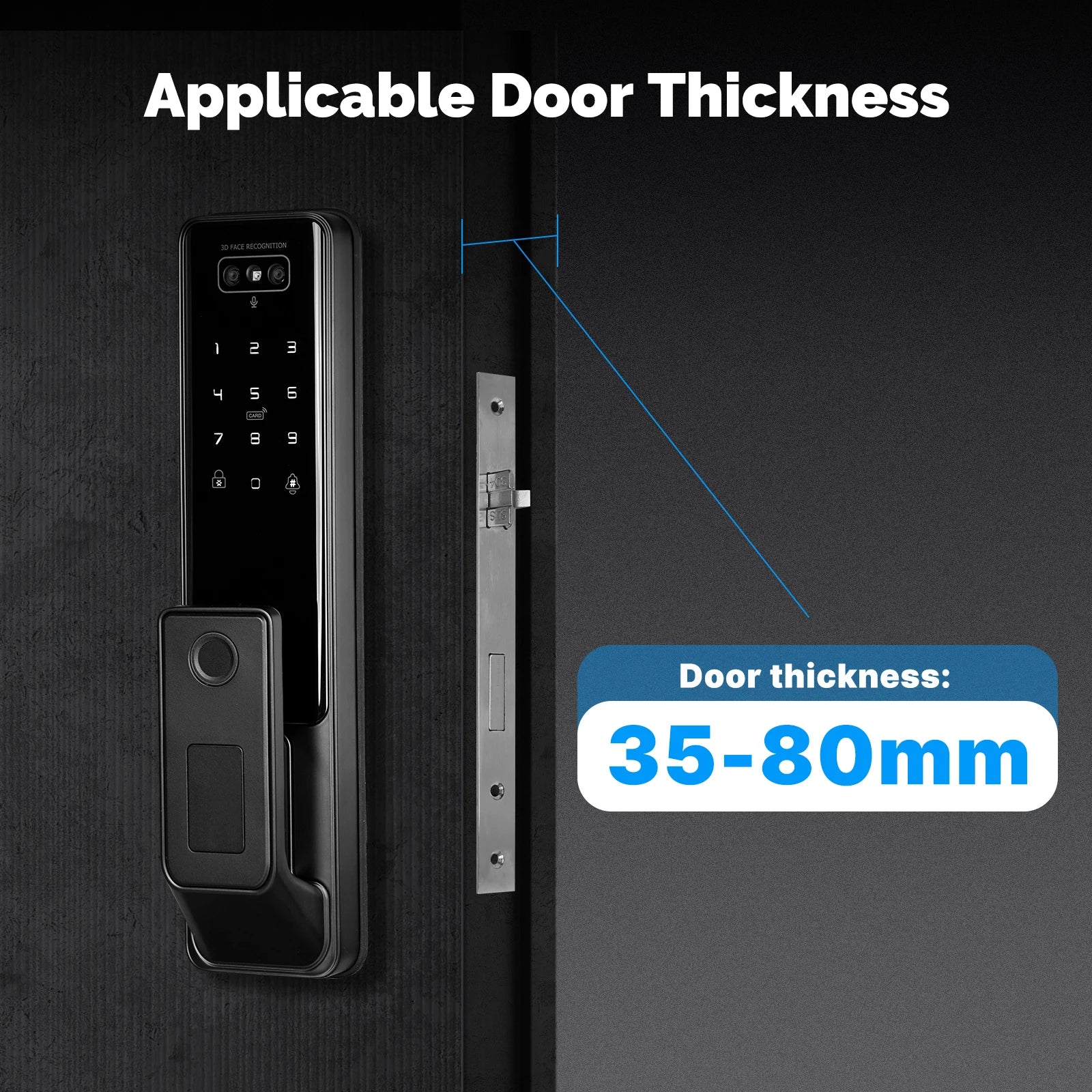 MOES Tuya WiFi Smart Door Lock Facial Palm Vein Recognition Remote Fingerprint Password IC Card Unlock Indoor Battery Powered