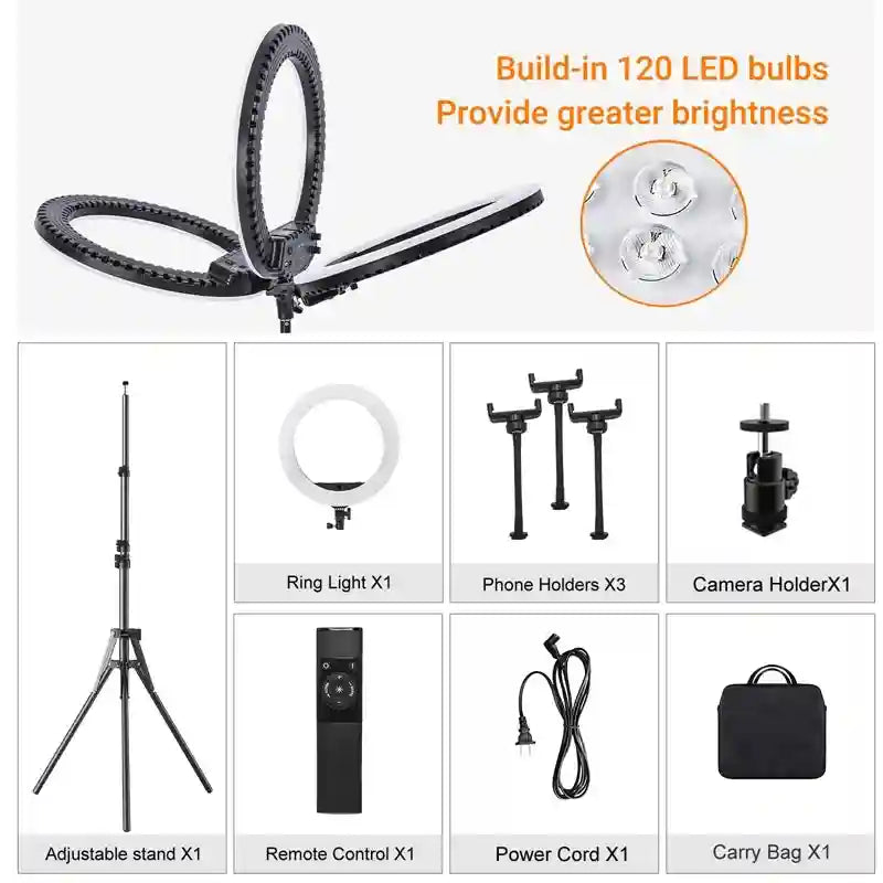 18 Inch LED Ring Light with Tripod - Professional Content Creation Kit Tidesmit