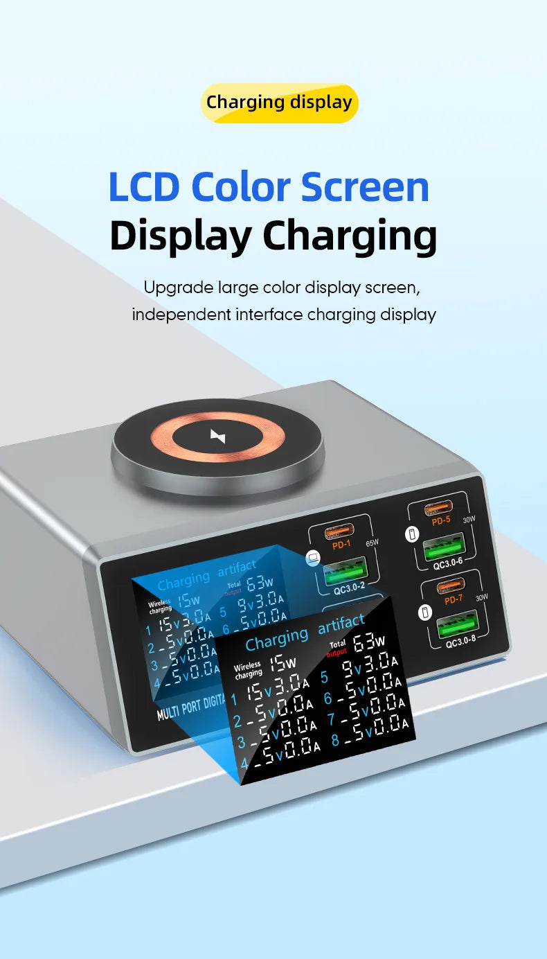140W 8-Port USB Fast Charging Station - Multi-Device Desktop Power Hub Tidesmit