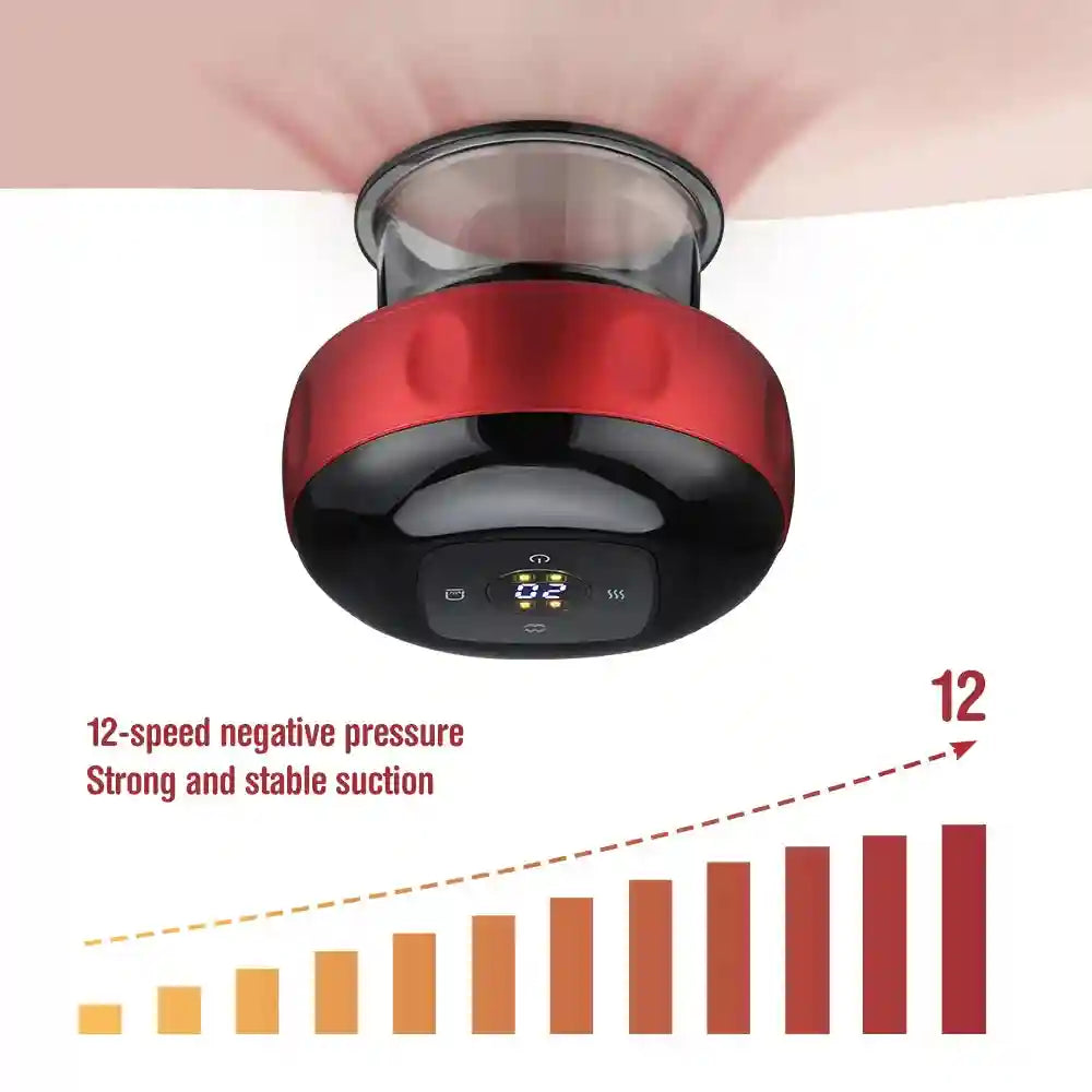 Electric Cupping Massager: 12-Gear Heat Therapy for Muscle Relief Massage Roller Tidesmit