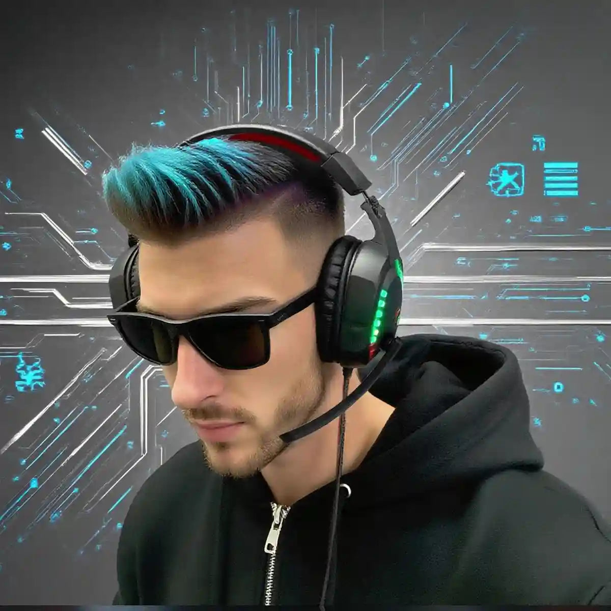 Wired Gaming Headset with RGB Lighting - Over-Ear Black and Red Tidesmit