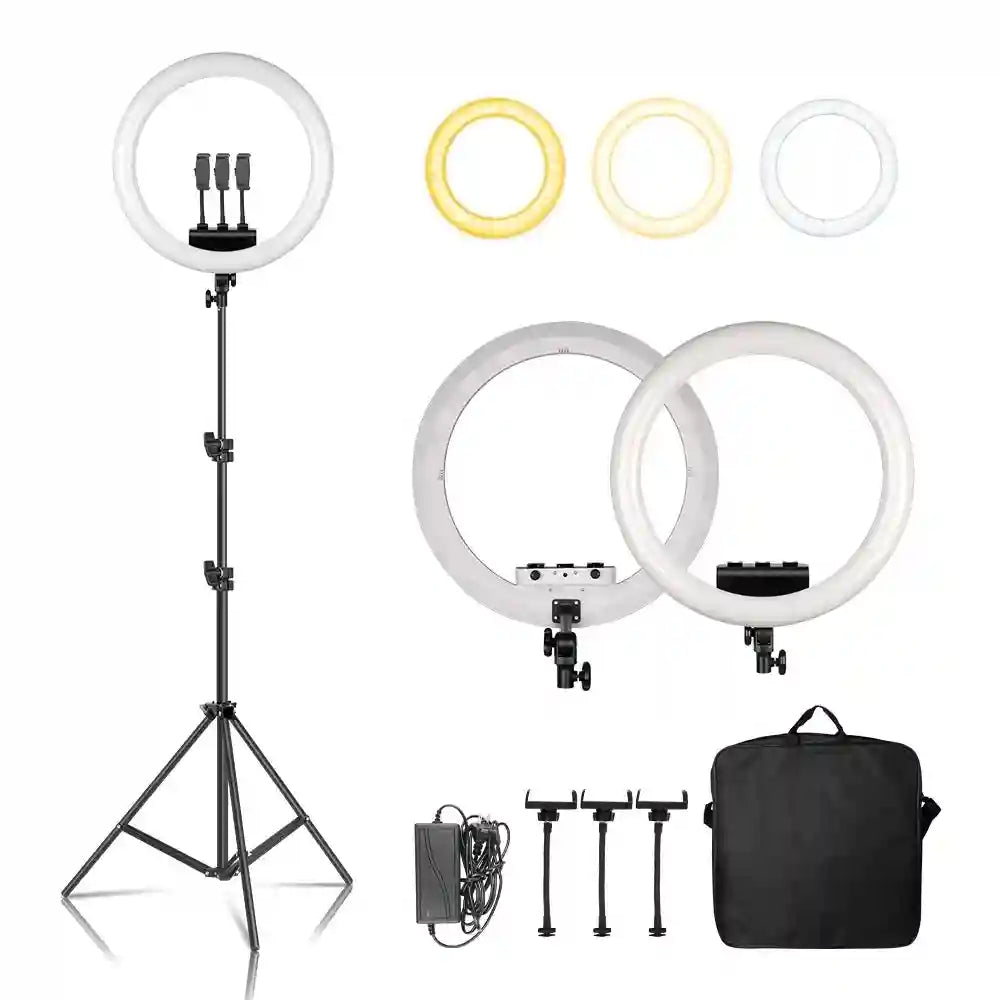 18-Inch Ring Light with Tripod Stand - Dimmable LED Studio Lighting Tidesmit