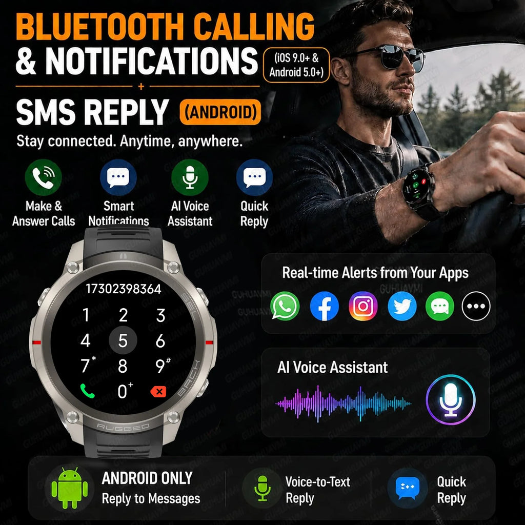 New Outdoor Sports GPS Military Grade Smart Watch Men Bulit-in GPS Offline Map BT Call Heart Rate Fitness Tracker Swim Bracelets