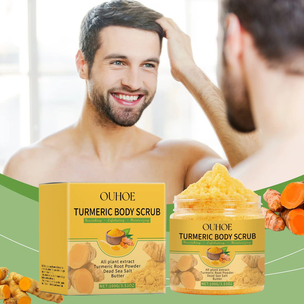 Turmeric Body Scrub for Women Men Lightening Exfoliate Remove Dead Skin Pore Cleansing Dark Inner Moisturising Smooth Skin Care