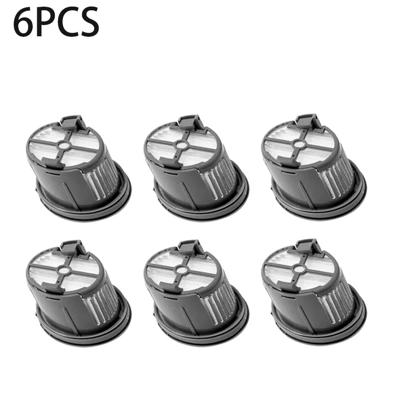 6-pack HEPA filter replacement housings, clear tops with black bases