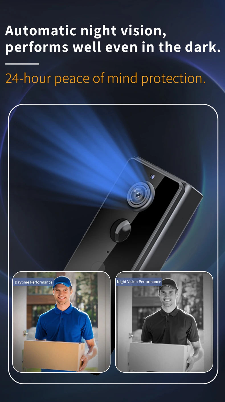New Waterproof Wireless Doorbell Camera 4.3in IPS Screen Active Wake-Up Video Intercom Doorbell 1080P Home Security Door Bell