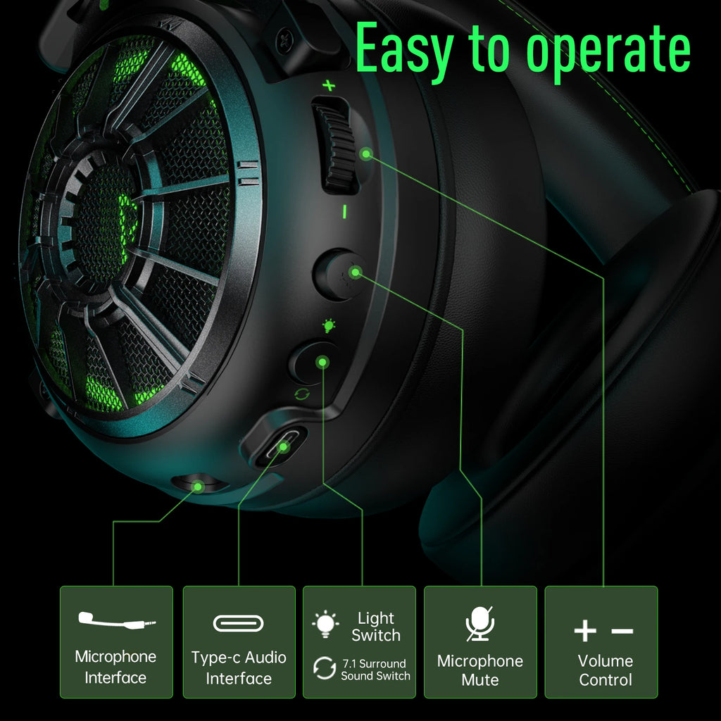 7.1 Surround Sound Gaming Headphones with ENC Mic - E5000 Pro Tidesmit