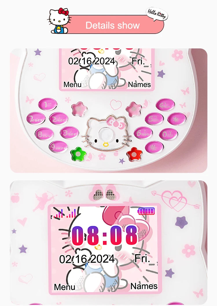 2024 Sanrio Hello Kitty Flip Phone Kawaii K688 Cartoon Taiml Cute Mini Phone Birthday Fashion Gift Toys Christmas For Anime Fans