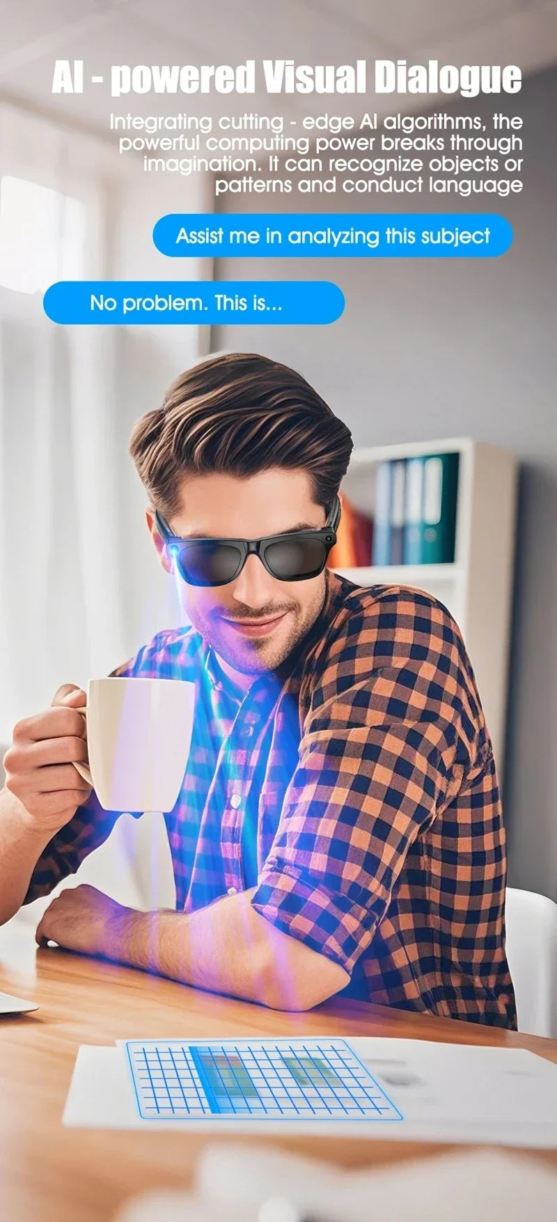 Smart Glasses AI Camera with Bluetooth Audio and Voice Translation Tidesmit